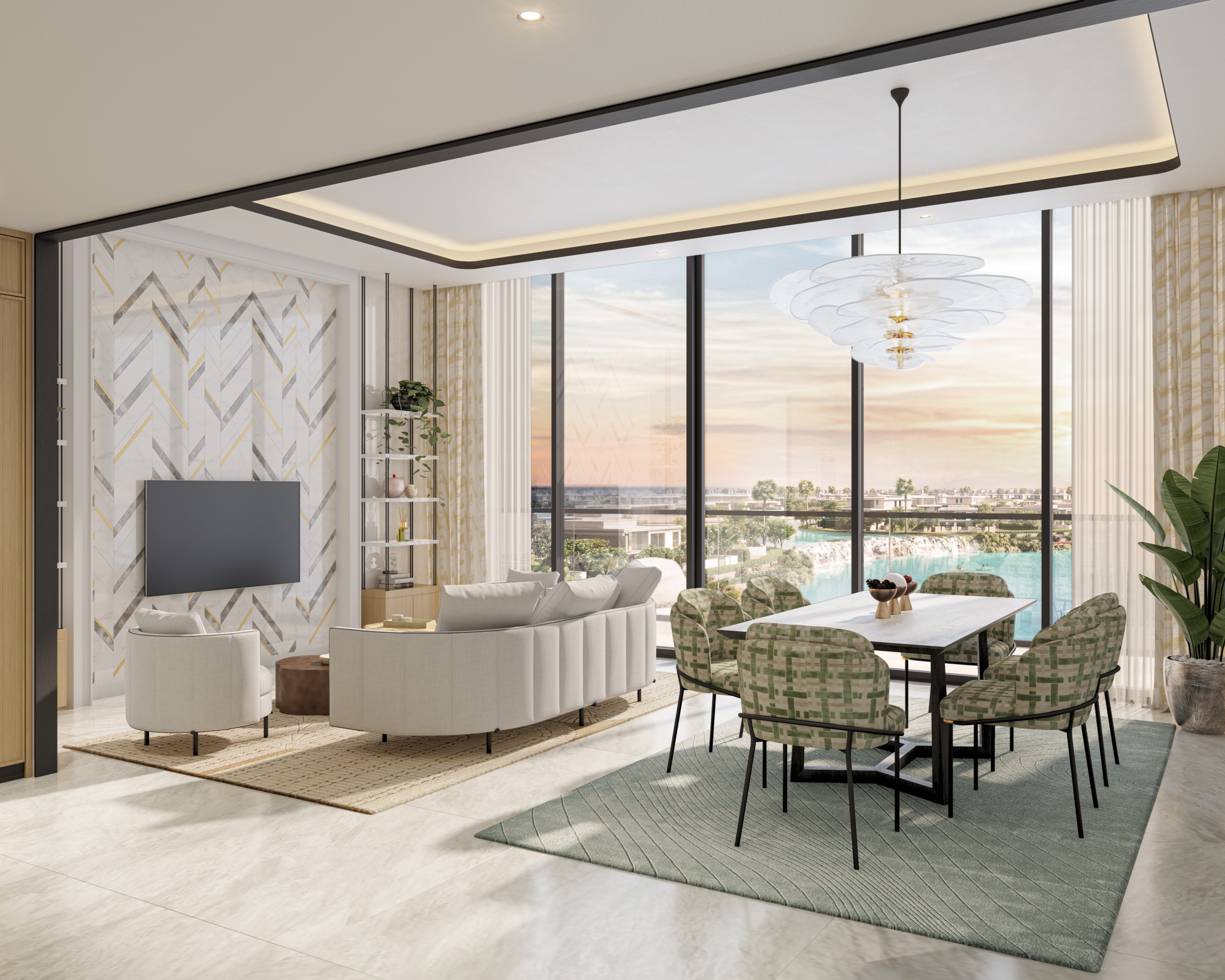 AZIZI VENICE LIVING AND DINING VIEW